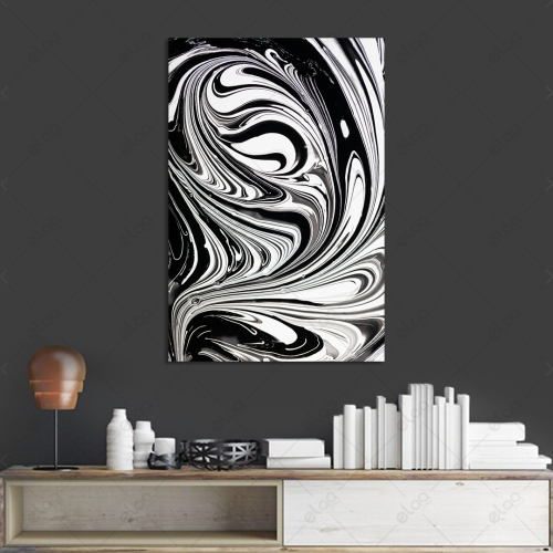 Abstract art painting in black and white