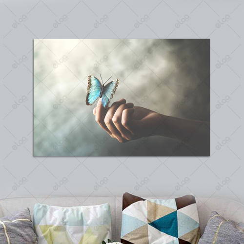 لوحة فنية فراشة زرقاء