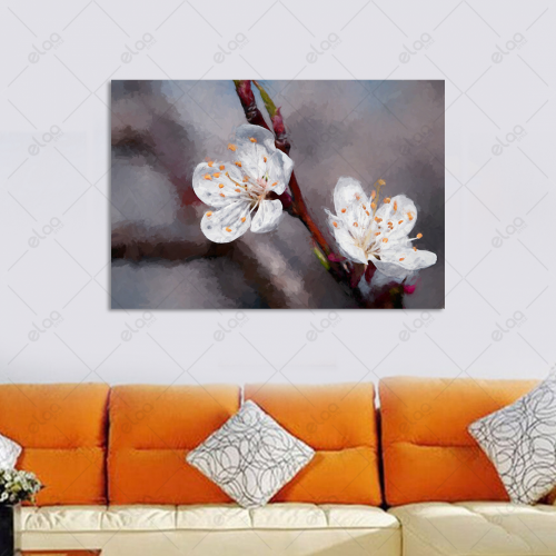 (MDF) لوحة فن تجريدي ورود بيضاء