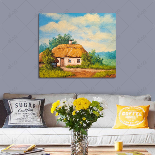 Abstract art painting for a rustic house
