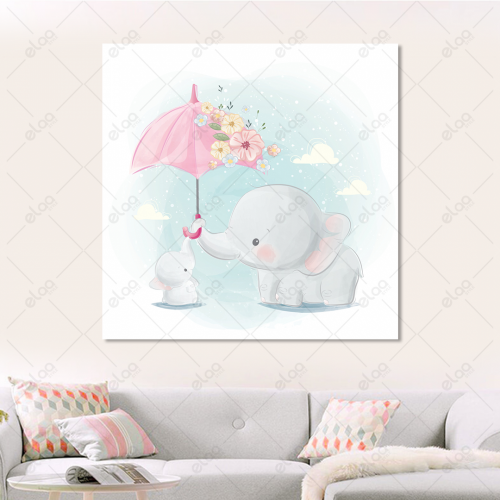 (MDF) لوحة فنية أفيال لطيفة