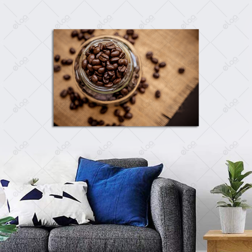 Abstract art painting of coffee beans on the table