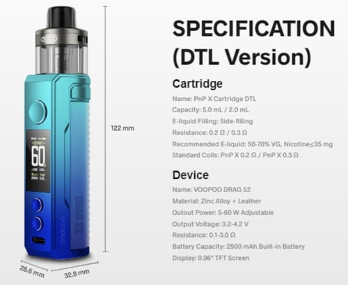 جهاز شيشة دراق اس VOOPOO DRAG S2