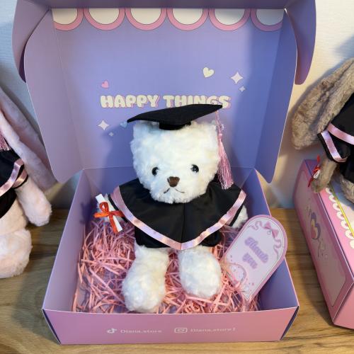 Graduation teddy bear white
