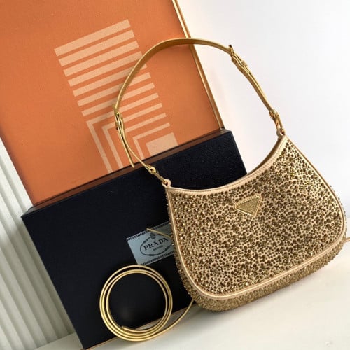 Prada Cleo crystal-embellished shoulder bag