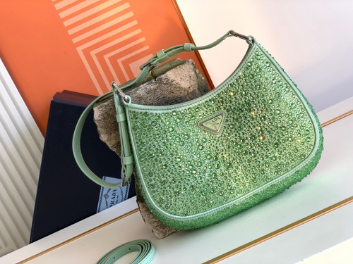 Prada Cleo crystal-embellished shoulder bag