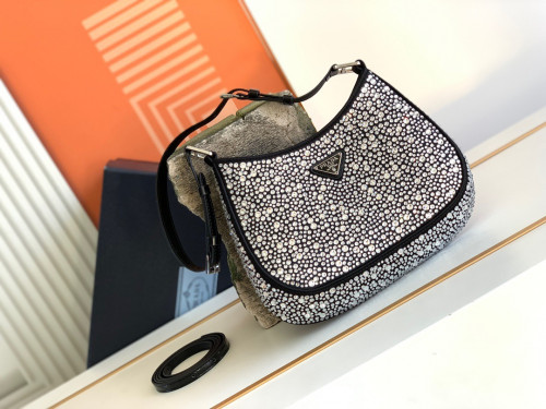 Prada Cleo crystal-embellished shoulder bag