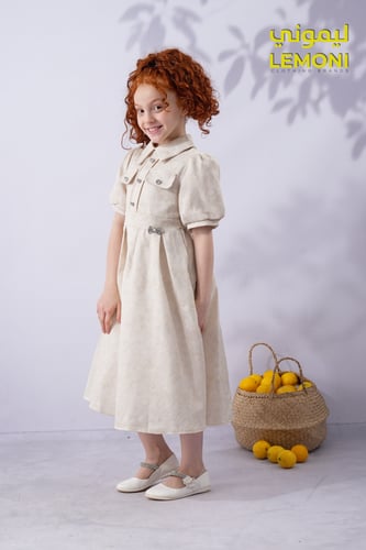 فستان بناتي بلون بيج ناعم 261342AB