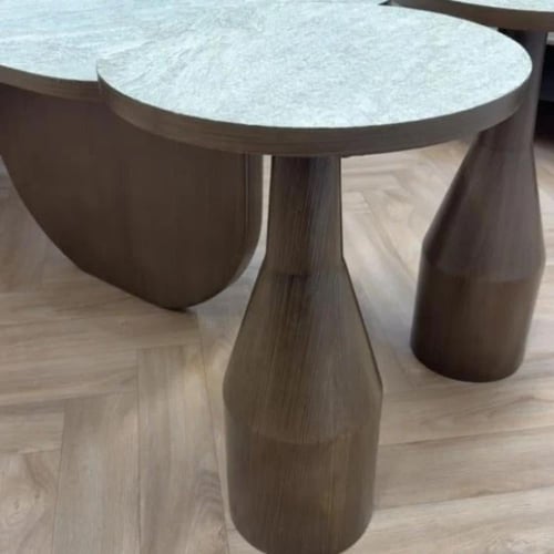 طقم طاولات قهوة بتصميم رخامي فاخر