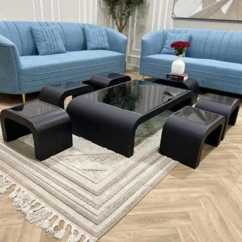 طقم طاولات قهوة ارضية 7 قطع بتصميم عصري