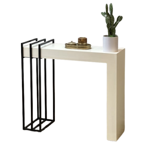 كونسول خشب مع حديد بيج