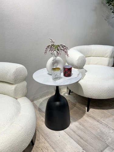 طاوله جانبيه حديد سطح بورسلان