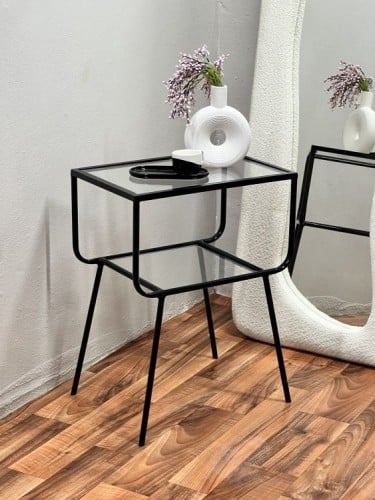 كمدينه حديد اسود سطح زجاج شفاف