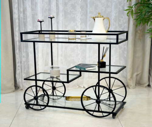 عربية تقديم بلون اسود 4 دور بقزاز شفاف