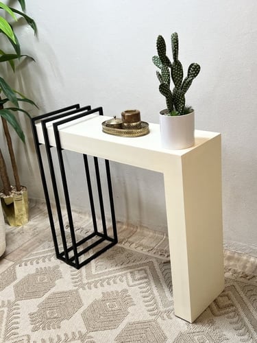 كونسول خشب مع حديد بيج