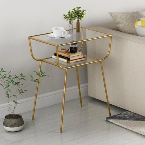 كمدينه حديد ذهبي سطح زجاج شفاف