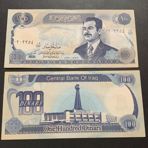 100 دينار العراق صدام طبعة العراق 1994م انسر