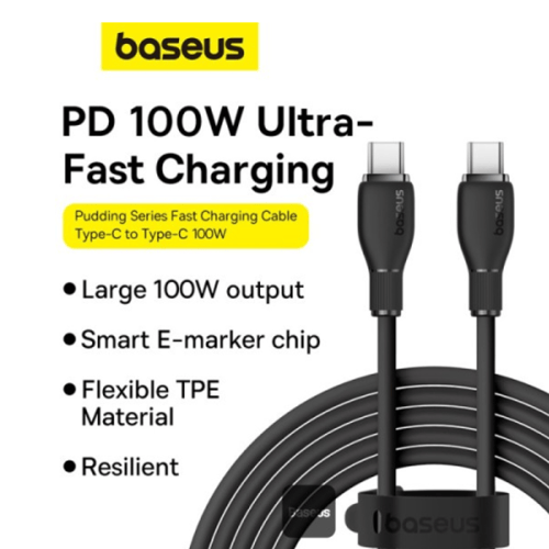 كيبل تايب سي الى تايب سي من بيسوس بقوة 100 واط بطو...