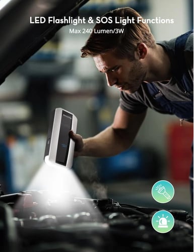 مشغل سيارة وبطارية راف باور بسعة 11000 ملي امبير ب...