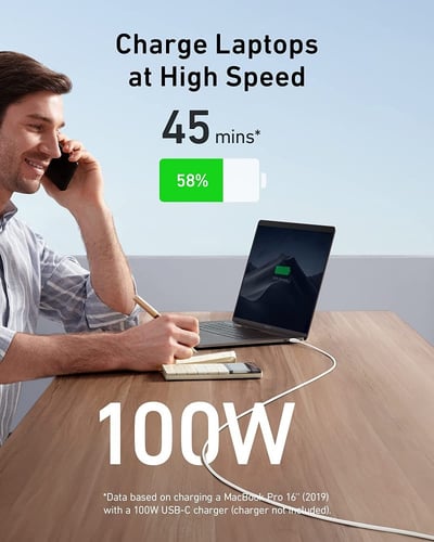 كيبل انكر باور لاين 3 تايب سي الى تايب سي 100 واط...