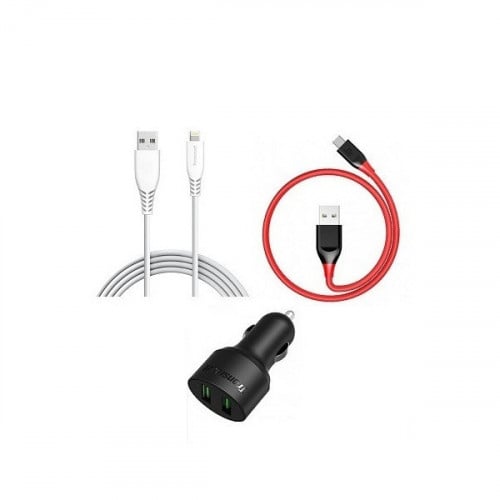 شاحن جوال للسيارة كوالكم 3 كيبل تايب سي 1م قماش مع...