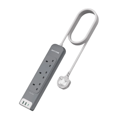 توصيلة كهربائية راف باور 3 مقابس و منفذ تايب سي PD...