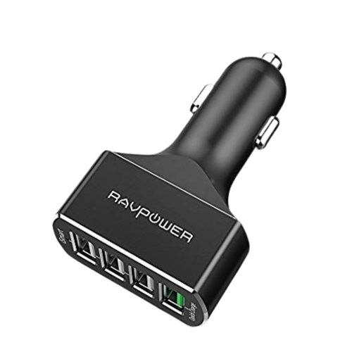 شاحن سيارة راف باور 4 منافذ USB بقوة 54 واط أسود