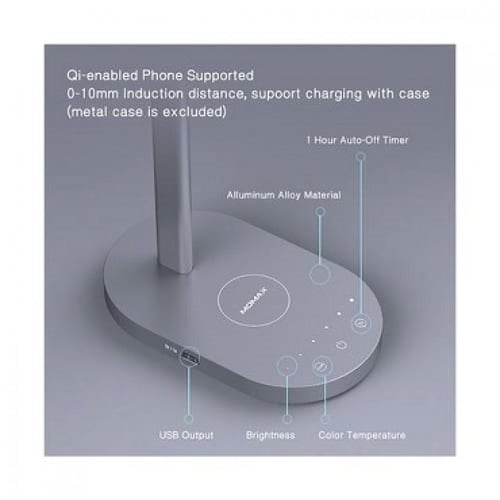 مصباح مكتبي مع شاحن لاسلكي سريع بقوة 10 واط 2 في 1...