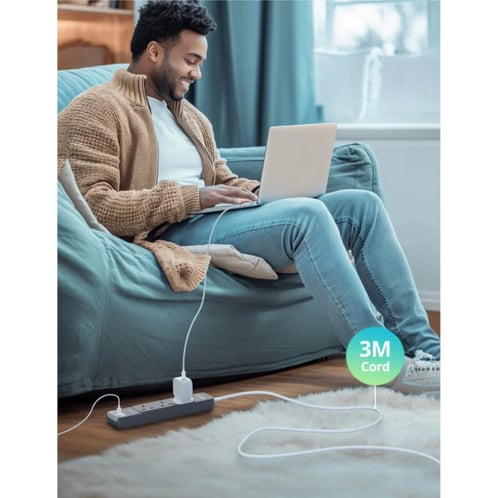 توصيلة كهربائية راف باور 3 مقابس و منفذ تايب سي PD...