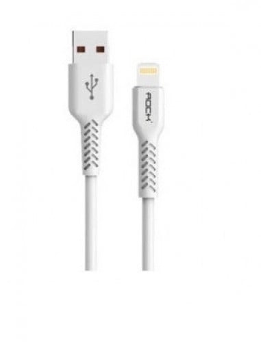 كيبل ايفون ماركة روك الامريكية ربل ابيض 1م مقوى