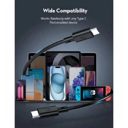 بكج كيابل RAVPOWER Type-C إلى Type-C (3 قطع) – شحن...