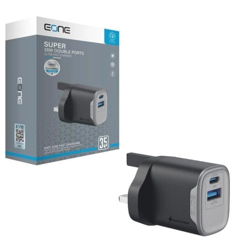 شاحن جداري EONE Super 35W بمنفذين – شحن سريع وآمن