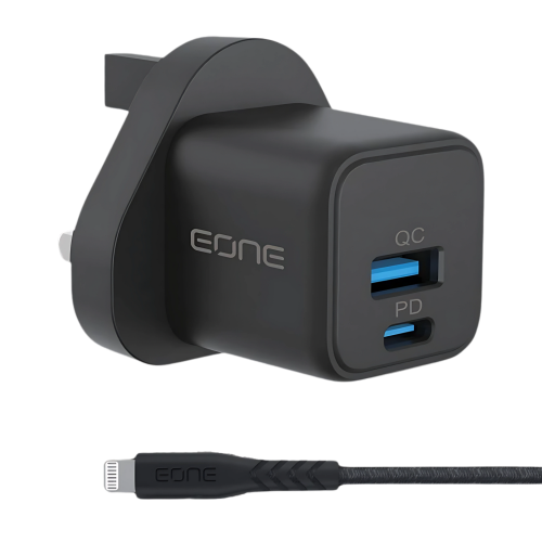 شاحن EONE Lightning & USB بقدرة 20 واط – مع كبيل ب...