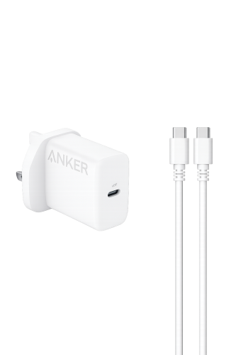 شاحن Anker USB-C سريع 20 واط مع كابل USB-C بطول 1....