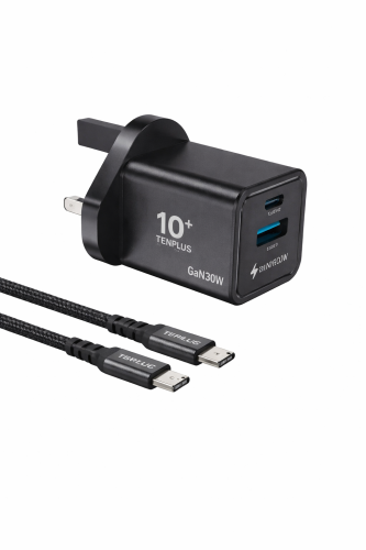 شاحن TENPLUS GaN بقوة 30W مع كيبل USB-C إلى USB-C