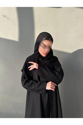 عباية ليمار كلوش بطرّة أنيقة مع طرحة