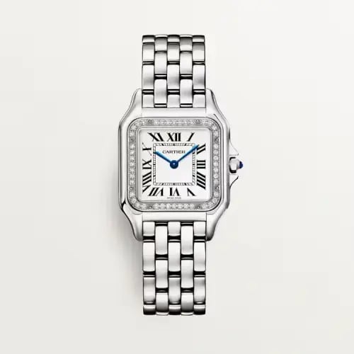 ساعة بانثير دي كارتييه مرصعة بالألماس – الموديل الوسط (Panthère de Cartier Watch, Small Model)