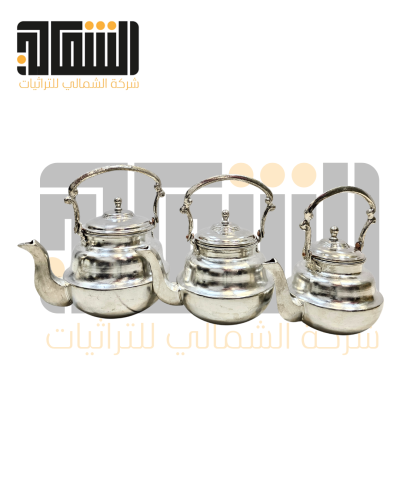 طقم اباريق نحاس فضي كامل 3 احجام