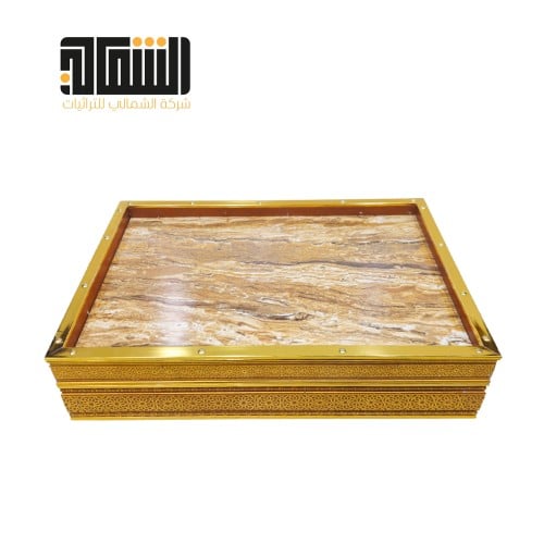 طوفريه خشب نقش اسلامي ليزر لون ذهب60*40ي