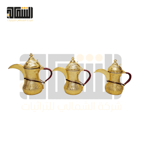 بكج دلال واباريق حب رمان المنيوم ذهبي