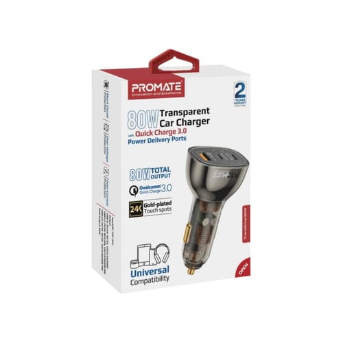 شاحن سيارة فعّال ومدمج بتصميم شفاف TransDrive-80W...