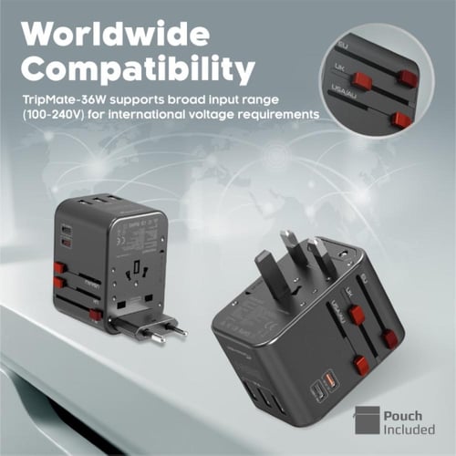 محول السفر العالمي TripMate-36W بقدرة 36 واط، ومنف...