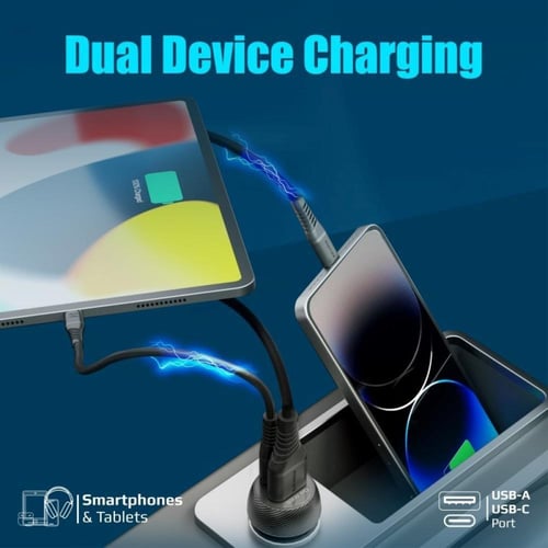 قوة كبيرة في تصميم صغير مع شاحن السيارة USB-C™ بقو...