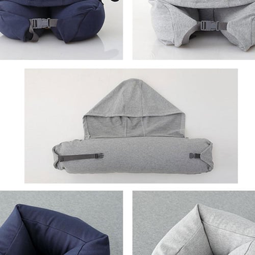 مخدة سفر حول الرقبة مع غطاء رأس