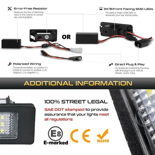 اثنان قطعة إضافة ليد للوحة الترخيص الخلفية لبورش ك...