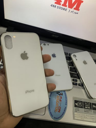 كفر ايفون زجاج فضي Silver glass case