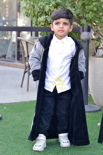 فروة شتوية اطفال رمادي