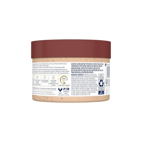 دوف مقشر الجسم بخلاصة السكر البني وزبدة جوز الهند...