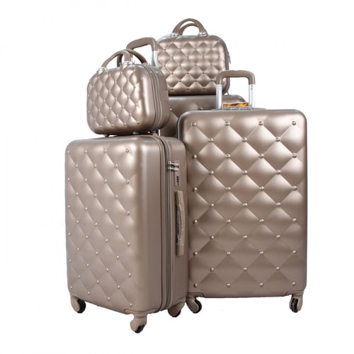 مورانو طقم شنط سفر فايبر بسحاب توسعة 6 قطع ذهبي