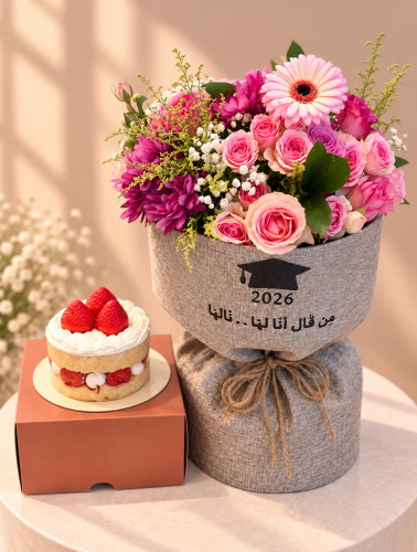 بوكيه تخرج مع كيكة 2026 | هدية تخرج فخمه